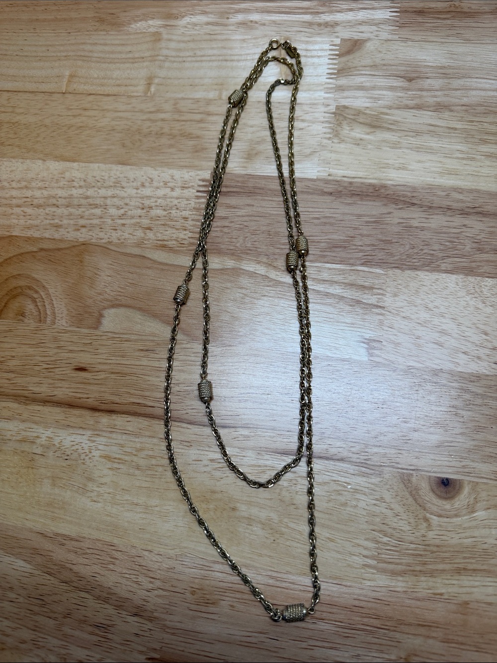 Vintage Gold Tone Long Beaded Necklace